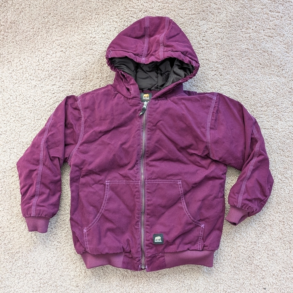 Berne Plum Purple Hooded Jacket Size Youth Large (14-16) - Picture 1 of 11